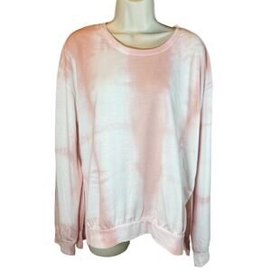 Max Studio Performance Pink Tie Dye Sweat Shirt, Size Large